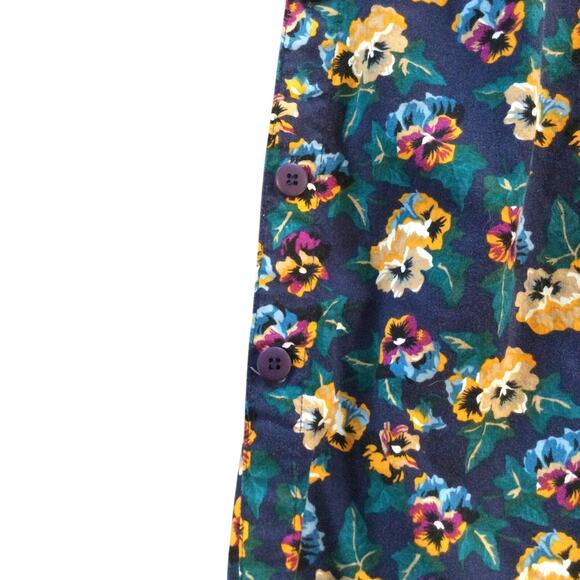 Vintage Womens Jumper Dress Size Small Blue Floral Pansy 90s Modest Fall Casual - Picture 6 of 8